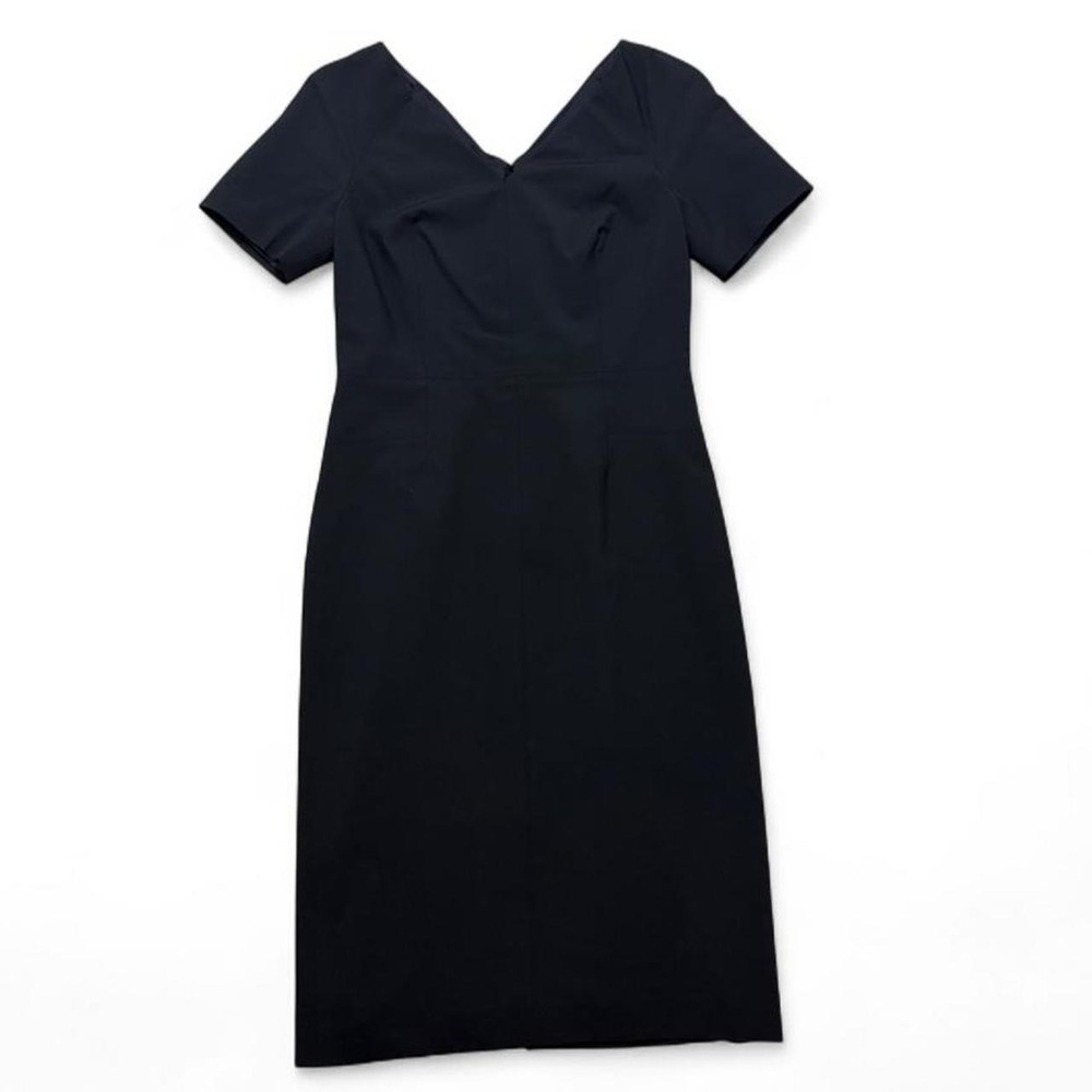 Banana Republic Wool blend Sheath Dress Black V-Neck Minimalist Corporate size 4